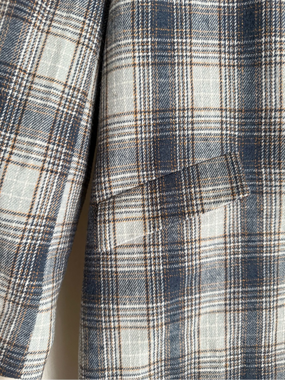 NWOT Sundance Plaid Wool Blend Blazer Coat S Longline Floral Lined Blue Jacket - Picture 3 of 12